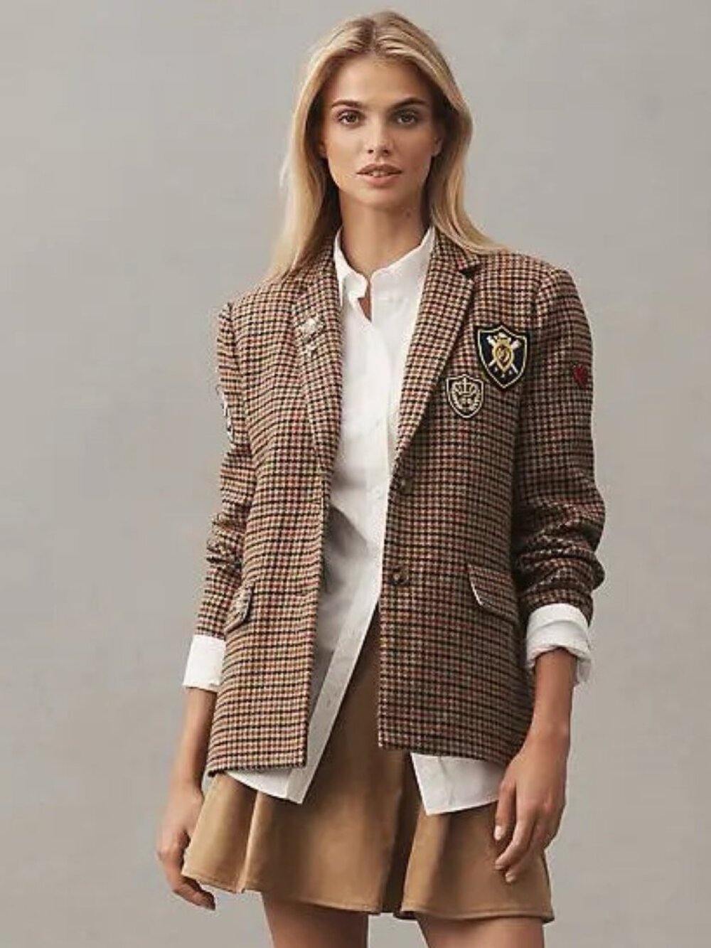 Anthropologie Patches Houndstooth Blazer